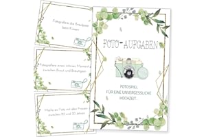 ENYACOS Fotoaufgaben Hochzeit - Interaktives Hochzeitsspiel mit 100+5 Fotoaufgaben - fotospiel hochzeit,hochzeitsspiele für gäste- Perfekt für Hochzeitsfotos & Fotobox accessoires hochzeit Hochzeitsdeko (a)
