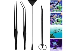 SUNSHINE SMILE 4PCS Accessori Acquario,Forbici Acquario Pinzette,Pinza Aquascaping Kit,Acquatica Strumenti Set,Acciaio Inox Pinzette Forbici e Spatola per Landscaping e Piante Acquatiche