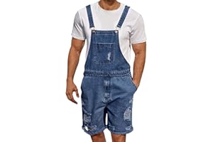 Felcia Denim Overalls for Men Jean Shorts Adjustable Straps Jumpsuit Loose Fit Work Bibs Coveralls with Pockets 2025