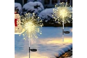 ‎JOYSING Joysing Gartendeko Solar Gartenleuchte Außen, 2 Stück 120 LED Solarleuchten Feuerwerk, 8 Modi Solar Weihnachtsbeleuchtung Wasserdicht Pusteblume Gartenstecker für Garten Weihnachten Deko