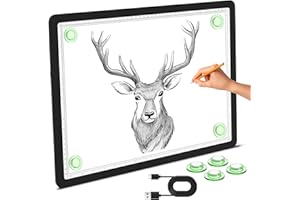 Phylosal Magnetic A3 Light Pad, Super Bright Light Box with Side Button, Diamond Art Light Board, Lightbox for Tracing and Drawing, USB Power Artcraft Light Table for Sketching, Weeding Vinyl (Black)