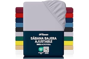 Flowen Sábana Bajera Ajustable 120x190 cm Gris Claro de Microfibra Cepillada para Colchón 30cm de Altura Tejido Suave Transpirable Hipoalergénico Antiácaros y Antibact. Lavable a Máquina