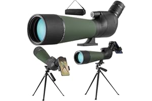 TABERIES Cannocchiale 20-60x80, Cannocchiale con Treppiede, HD Porro Prisma FMC Ottica IPX7 Impermeabile Potente per Tiro a Segno, Tiro con Arco, Birdwatching, Luna