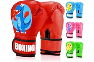 JUOIFIP Gants de Boxe Enfants 4oz, Gants dentraînement Primaire en PU, Adaptés aux 3-12 Ans Entraînement Gants de Boxe pour Sac de Frappe Kickboxing Muay Thai