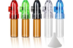 TENHCREEK 5 Pack Schnupftabak Dosierer ZubehöR, SchnüFfelset Mit Mini-Silikontrichter, Kleine, Versiegelte, Tragbare Aufbewahrungsflasche FüR GewüRze und Pulver, Pill Dispenser Kit