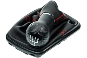 L & P Car Design L&P A251-3 mieszek zmiany biegów, czarny, szwy, czerwona, gałka zmiany biegów, 5 biegów, 23 mm, kompatybilny z VW Golf 4 IV, rama czarna gałka jako Plug Play część zamienna do 1J071113