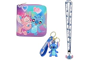 shengo Stitch Wallets Cartoon Wallet, PU Leather Stitch Purse for Kids Adult, Short Wallet Stitch Coin Purse Cartoon Purse Birthday Gift for Cartoon Fans Boys Girls