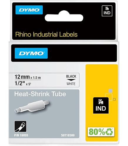 DYMO Rhino Industrie-Etiketten – 12 Mm X 5,5 M, Schwarz Auf Orange, Selbstklebend, UV-beständig