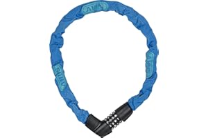 ABUS Cerradura de cadena Tresor 1385/75 Neon - cerradura de combinación de acero templado - cadena cuadrada de 6 mm de grosor - nivel de seguridad 6 - 75 cm - azul
