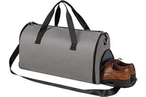 RELAX4LIFE Carry on Garment Bag, Duffle Bag Travel Suit Carrier with Shoe Compartment & Adjustable Shoulder Strap, Waterproof Hanging Suitcase Organiser for Men Women, 50L Capacity (Light Gray)