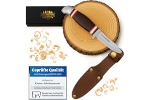 HOLZWURM Coltello da intaglio per bambini, coltello da tasca ideale e coltello da esterno per intagliare