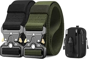 BESTKEE Men's Tactical Belt, 3.8 cm Belt, High Performance Belt, Military Hiking Work Belt, Gift with Tactical Molle Bag
