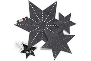 SÖLMO sølmo I 3-częściowy designerski stojak w kształcie gwiazdek z filcu, Boże Narodzenie I Podkładka filcowa zmywalna i odporna na wysokie temperatury, podkładka na stół, nadaje się do stołu z prawdziwego drewna, szara [Dark Stone]