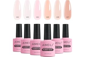 ‎AIMEILI AIMEILI Rubber Base Gel Set 6pcs Rubber Base Coat Soak Off UV LED Nägel Unterlack Gel Nagellack Maniküre Kit 6 * 10ml - 46