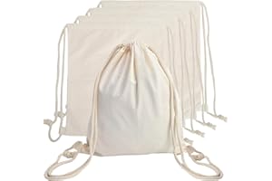 GZRXIOUS Lot de 5 Sac à Cordon en Coton 35x40cm – Sac en Toile de Sport, Sac en Tissu à Peindre pour École, Quotidien, l'École, Loisirs Comme Everyday Bag