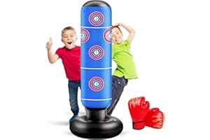 EIVONDA Punching Bag for Kids 165cm Inflatable Kids Punching Bags with Boxing Gloves for Practicing MMA Karate Taekwondo and to Relieve Pent Up Energy 2025 Version