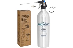 FIRSTINFO TOOLS FIT YOUR NEEDS FIRSTINFO A1639 Patented Refillable Brake Cleaner Spray Bottle, 1000ml Aluminum Pressure Sprayer, Max Pressure 140psi, Thickened Reusable Aerosol Can, w/Wide Mist & JET Spray