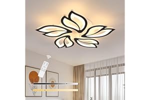 Comely Plafonnier LED Dimmable, Luminaire Plafonnier Salon 45W 6000LM, Noir Lampe de Plafond en Acrylique avec Télécommande pour Salon, Chambre, Salle à Manger, Balcon