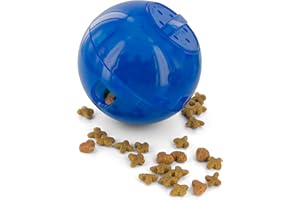 PetSafe - Jouet Distributeur de Croquettes pour Chat SlimCat, Jouet Interactif à Friandises – Faire de l’Exercice en s’Amusant et Aide à Perdre du Poids, 150 ML de croquettes – Bleu