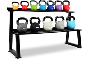 MSPORTS Kettlebell Rack I 2 Livelli – per 14 manubri a Sfera, ripiano per Kettlebell