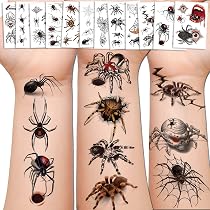 Halloween Temporäre Tattoos – 10 Blätter Mit Spinnen & Netzen, Wasserfest, Einfach Anzubringen