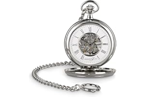 Hermann Jäckle Taschenuhr Bayreuth – Skelett-Handaufzug, Mineralglas, inkl. Kette & Reiseetui – Edle Vintage Uhr im klassischen Design