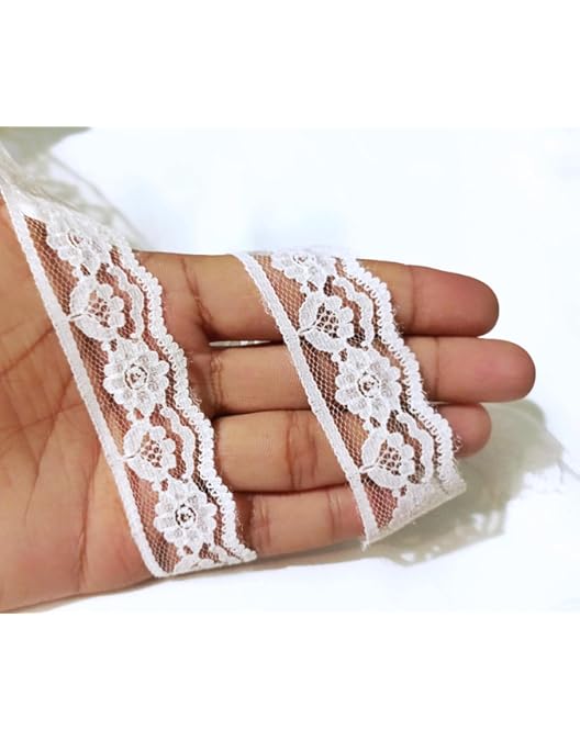 Orient Lace Craft White Net Lace Ribbon, 5.5 cm Wide, 10 Meter