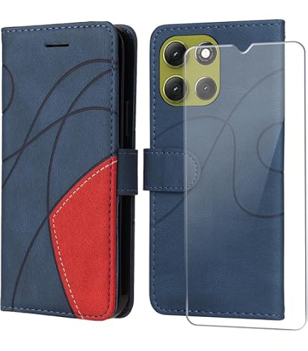 HAOYE Leather Folio Cover per ZTE Blade A72 5G Cover, PU + TPU Leather Wallet Cover, Premium Filp Case Custodia in Pelle Portafoglio con Funzione Stand, Rosso