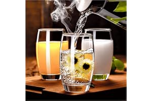PrimeWorld European Barrel Plain 300 ml Clear Water Glasses Set of 6 pcs - Tall Drinking Glasses for- Water, Juice, Cold Drink, Mojito, Cocktail, Lead-Free, Perfect for Home, Restaurants and Parties