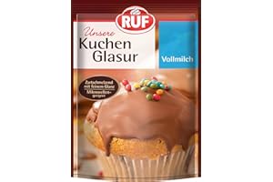 RUF Kuchen-Glasur Vollmilch-Schokolade, 100g im Beutel, mikrowellengeeignet, zum Glasieren & Dekorieren von Plätzchen, Muffins & Kuchen, glutenfrei