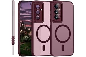 YUANDMI für Samsung Galaxy A55 5G Hülle kompatibel mit MagSafe, Handyhülle für Samsung Galaxy A55 5G Magnetisch Matte Touch Kameraschutz, rutschfest Kratzfest Schutz Stoßfest Hülle Dunkel Rot