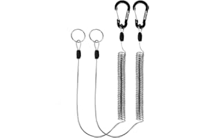 Booms Fishing T01 Fishing Coiled Lanyards With Spiral Retractable for Fishing Rods and Fly Fishing Nets