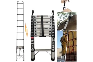 ROYALSWILL Multi-Purpose Folding Telescopic Ladder - 5M/16.4FT, Extendable, Portable, Anti-Slip, Max Load 150kg, EN131