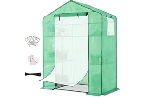 Quictent Greenhouse Mesh Door Walk in Outdoor Portable Plant Garden Green House 50 T-Type Plant Tags 8 Stakes 4 Ropes Include (Green, 56''x29''x77'')…