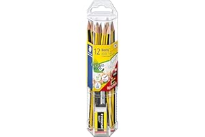 STAEDTLER 61 120P2 Noris Edición Limitada Feliz Aniversario - Tubo hexagonal transparente con 12 lápices de grafito Noris HB de Grafito, 1 Goma de borrar Noris + GRATIS 1 Afilalápices