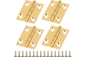Sharelove 4pcs Copper Small Hinges Door Hinges, Practical Brass Hinges with Hinge Fixing Screws, Wear Resistance Gate Hinges for Wooden Gates Windows Wardrobes Drawers 1 Inch(25x20x1.2mm)