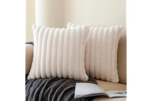 mosayt Kissenbezug 40x40 doppelseitig Fell 2er Set weiß Creme Plüsch Ultra weich flauschig Boho Deko Weihnachten Winter Sofa Bett Kissenhüllen Dekokissen Couchkissen Sofakissen Wohnzimmer Geschenke