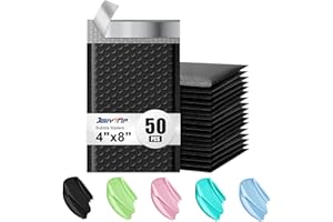JOLLYTRIP Poly Bubble Mailers 4x8 50 Pack,Waterproof Self Seal Adhesive Shipping Bags, Cushioning Padded Packaging Envelopes for Shipping, Mailing Packaging(Black)