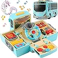 HONGTUO Bus Toy with Sound and Light, Simulation Steering Wheel Gear Toy, Toddlers Bus Toys with Music Education Knowledge Simulation Driving Bus Toys, Gift for 1-3-5 Boys & Girls…