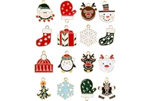 CHEERYMAGIC Christmas Charms, Christmas Pendant Charm Enamel Alloy Xmas Pendants Reindeer Snowman jewelry Charm for DIY Necklace Bracelet A6-SDSPPJ