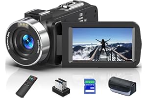 DELMODES Caméscope 8K 64MP Caméra Vidéo Zoom Numérique 18X Caméra de Vlogging Youtube, Vision Nocturne Infrarouge écran Tactile 3,0 Pouces Caméra vidéo avec Microphone, Carte SD 32 Go, Télécommande et 2 Piles