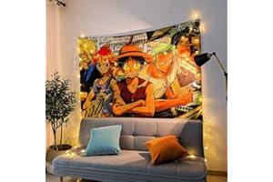 tshy One Piece Tapisserie Multicolore Anime Tenture Murale pour Fête Garçons Chambre Décoration Cadeau D'anniversaire 95x73CM (C)