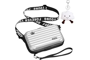 UYDF Mini Borsa Valigia da Donna, Mini Valigia Borsa a Tracolla Donna, Borsa con Guscio Rigido in PVC, Portatile Piccola Borsa a Forma di Valigia per Cellulare da 6,5"