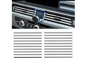 MisFun 20Pcs Bande d'aération de Voiture, Universel Accessoire Voiture Interieur, Bandes Décoration de Sortie d’air de Voiture PVC Bande de Grille de Voiture pour Sortie de Climatiseur (Argent)