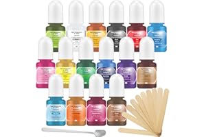 Barlone Epoxidharz Farbe Set, 16 Farben Konzentrierte Flüssiger Epoxidharz Farben mit 10 Rührstäbchen und 1 Löffel für Epoxy Resin Kunst, DIY Kunsthandwerk, Resin Farbe für Malerei, Schmuck, je 5ml