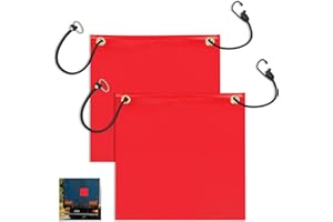 SINRAD 2 Stück Rote Warnflagge, Warnfahne für Überhängende Lasten Wasserdicht, Rote Flagge mit Gummiseil Kupferschnallen Flagge, 30x30CM, Reißfest, Wasser- und Feuchtigkeitsbeständig