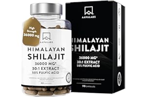 AAVALABS Pure Himalayan Shilajit - 36,000mg - 30:1 Extract Ratio - 90 Pure Shilajit Capsules for Men- with 50% Fulvic Acid - More Convenient Than Resin - Rich in Trace Minerals