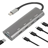 Coverzone Macbook Şarj Uyumlu Type-C Destekli 60W Pd T&uuml;m Bilgisayarlar İ&ccedil;in Şarj Uyumlu 5 in 1 Hub D&ouml;n&uuml;şt&uuml;r&uuml;c&uuml; &Ccedil;evirici &Ccedil;okla