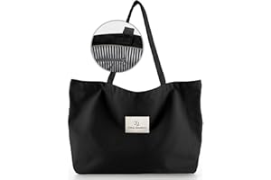 Emma Jonasson Shopper Tasche Damen groß mit Reißverschluss - Jutebeutel mit Innentasche - Esthetic Tote Bag Damen - Taschen Damen groß Stofftasche für Einkauf Arbeit Uni Schule