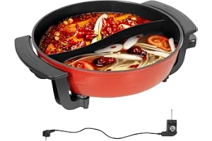 OUBUBY Hot Pot Elektrisk 6 l Hotpot Topf Dubbelsidig Hotpot Elektrisk Gryta 220 V 1350 W Elektrisk Fonduepanna med lock Non-stick Kinesisk Hotpot för 3–5 personer